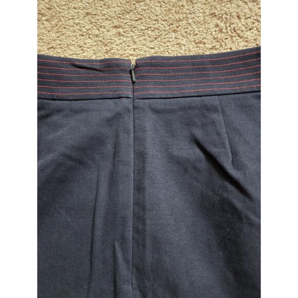 1901 Navy Blue Twill Cotton Stretch Woven Pockets Red Stitch Mini Skirt, Size 4 - Picture 8 of 9